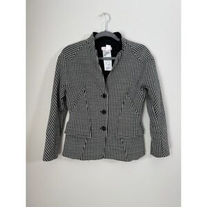 LAUREL Black‎ White Houndstooth Wool Blend Blazer Sz 8 Business Event Classy